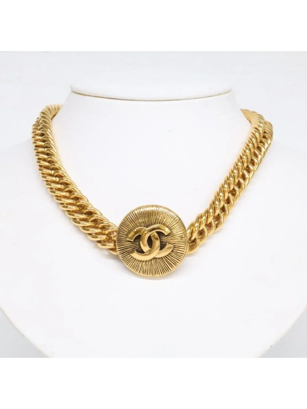 Chanel Vintage CC Logo Chain Choker Necklace